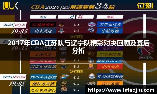 2017年CBA江苏队与辽宁队精彩对决回顾及赛后分析